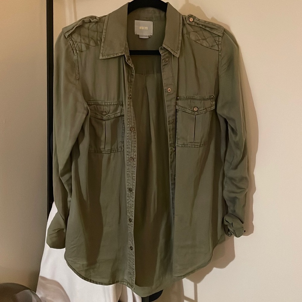 Maeve Anthropologie Women’s Olive Green Button Down Long Sleeve Size 0